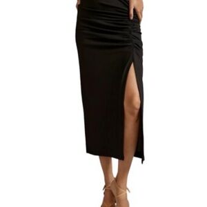 Express Black Midi Skirt with Side Slit